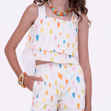 Conjunto com estampa Chuva e Sol infantil feminino Antonita para meninas de 10 a 16 anos