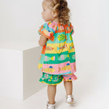 Conjunto com estampa de peixinhos coloridos infantil feminino Antonita para meninas de 0 a 3 anos