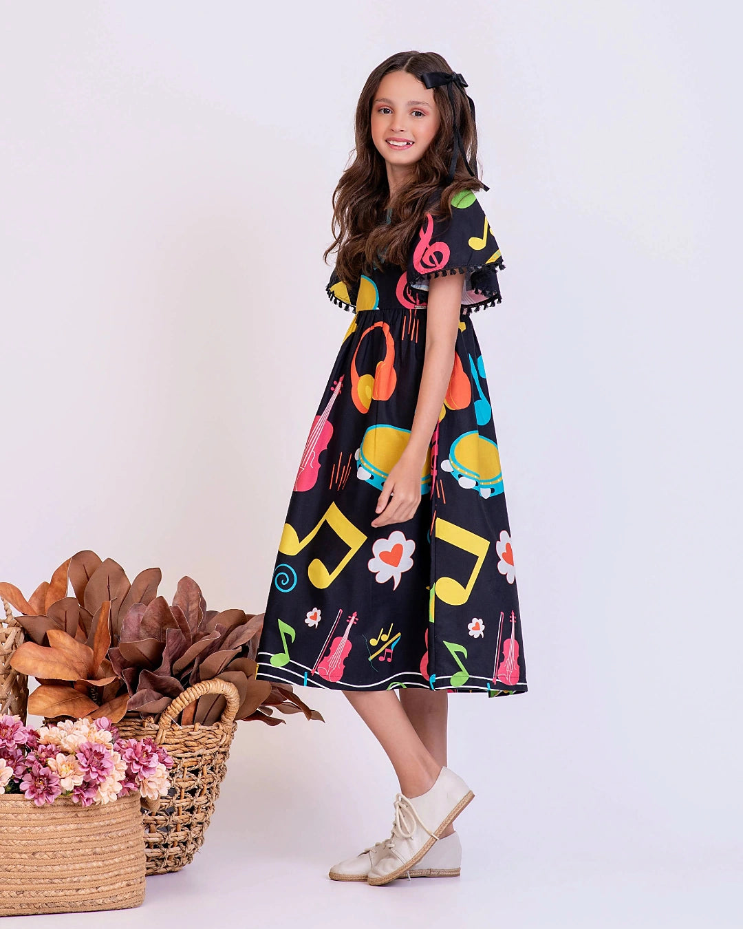 Vestido midi com estampa Musica infantil feminino Antonita para meninas 