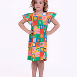 Vestido com estampa Caça-Palavras infantil feminino Antonita para meninas de 2 a 10 anos