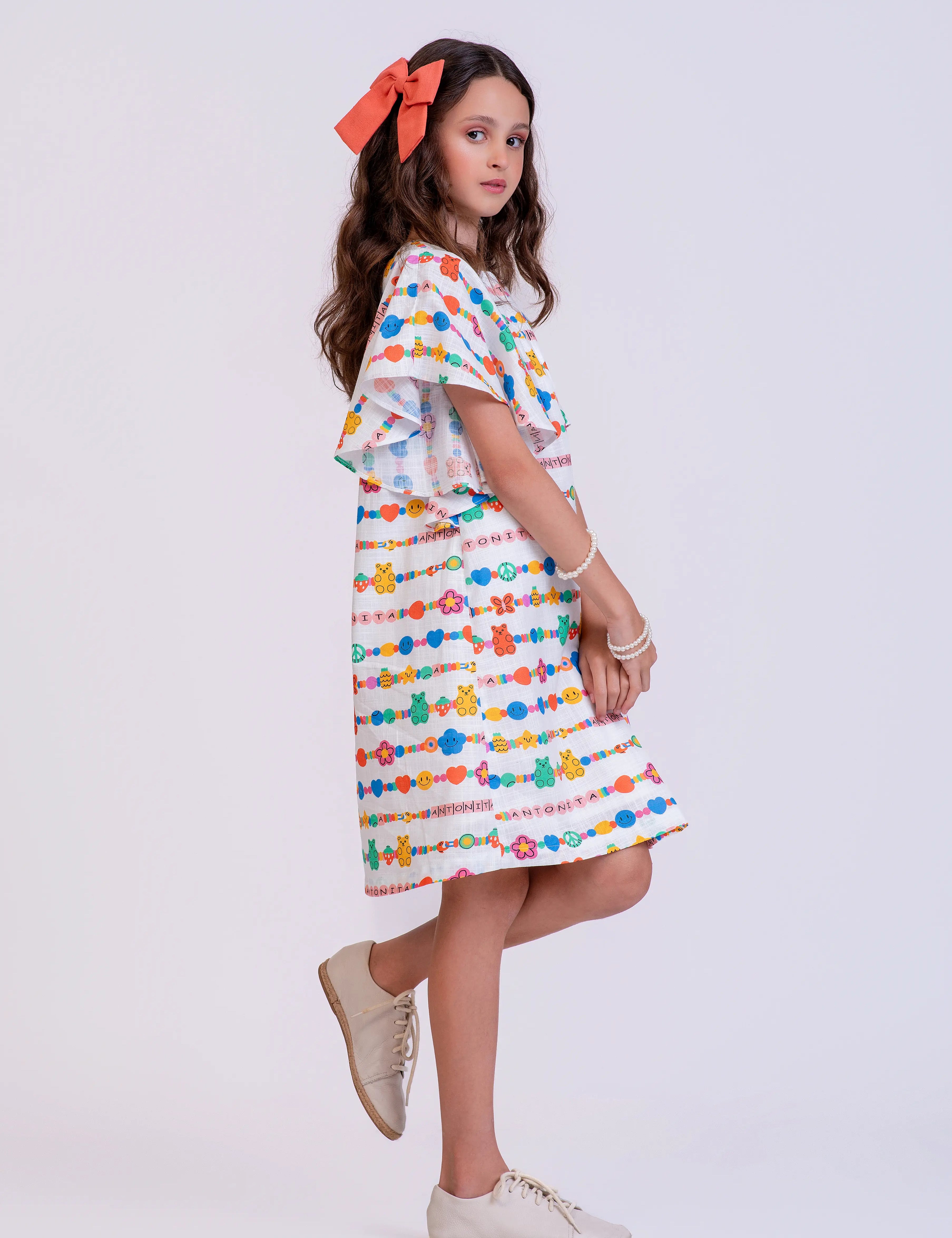 Vestido com estampa Seja Antonita infantil feminino Antonita para meninas de 4 a 16 anos