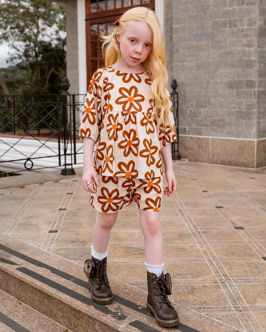 Conjunto com estampa floral infantil feminino Antonita para meninas 