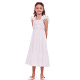 Vestido midi feminino infantil com alças em babados e estampa floral colorida