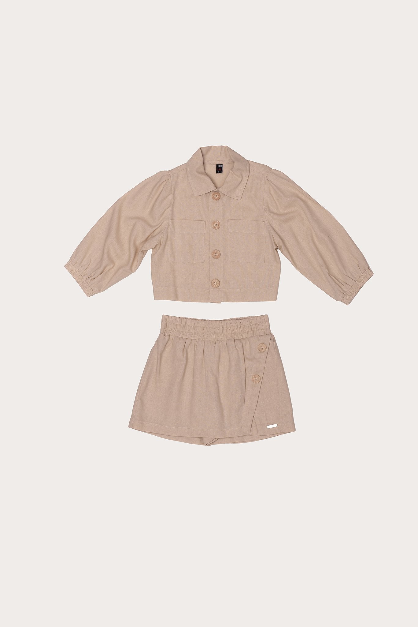 Conjunto feminino infantil com blusa de mangas longas e saia com cintura elástica