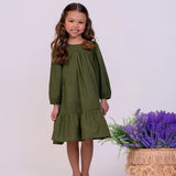 Vestido manga longa com bordado floral infantil feminino Antonita para meninas