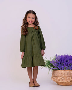 Vestido manga longa com bordado floral infantil feminino Antonita para meninas