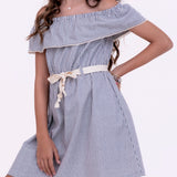 Vestido curto com estampa stripe infantil feminino Antonita para meninas de 10 a 16 anos