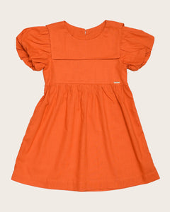 Vestido laranja com mangas bufantes infantil feminino Antonita para meninas 