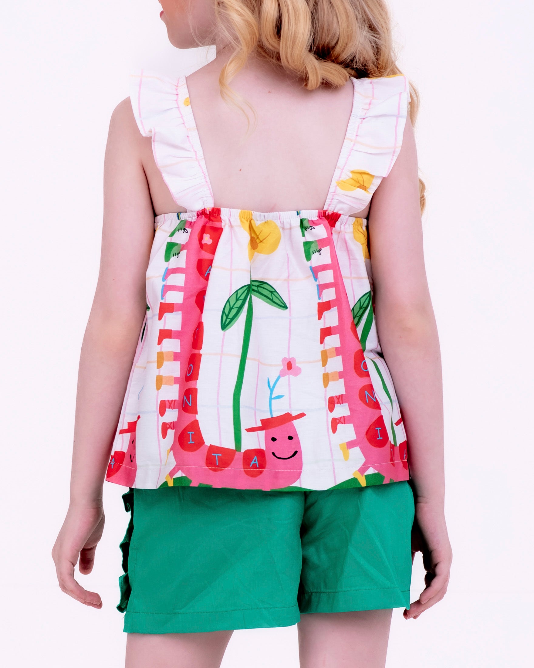 Conjunto curto com estampa Centopeia infantil feminino Antonita para meninas de 4 a 16 anos