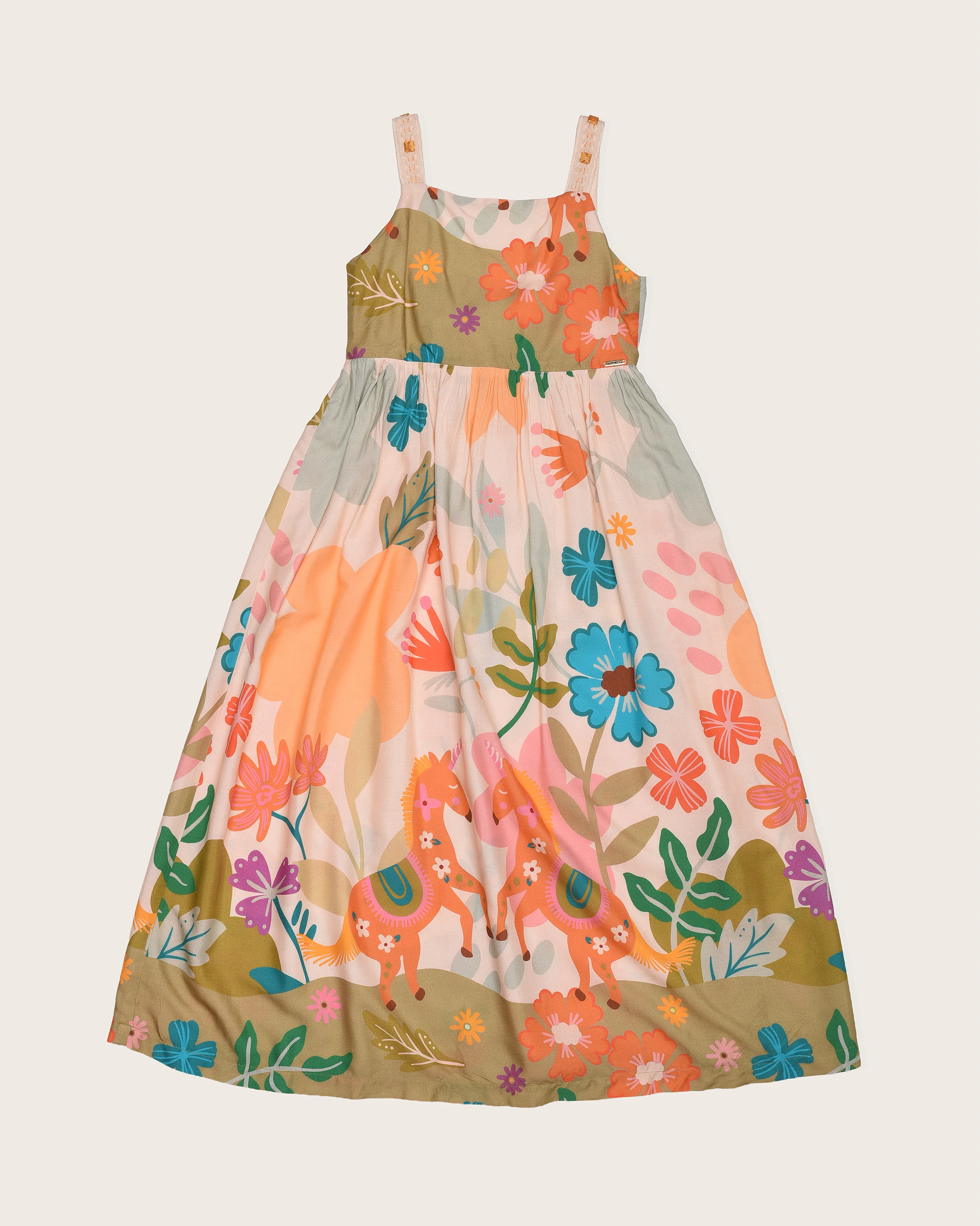 Vestido midi com estampa Uni infantil feminino Antonita para meninas de 4 a 12 anos