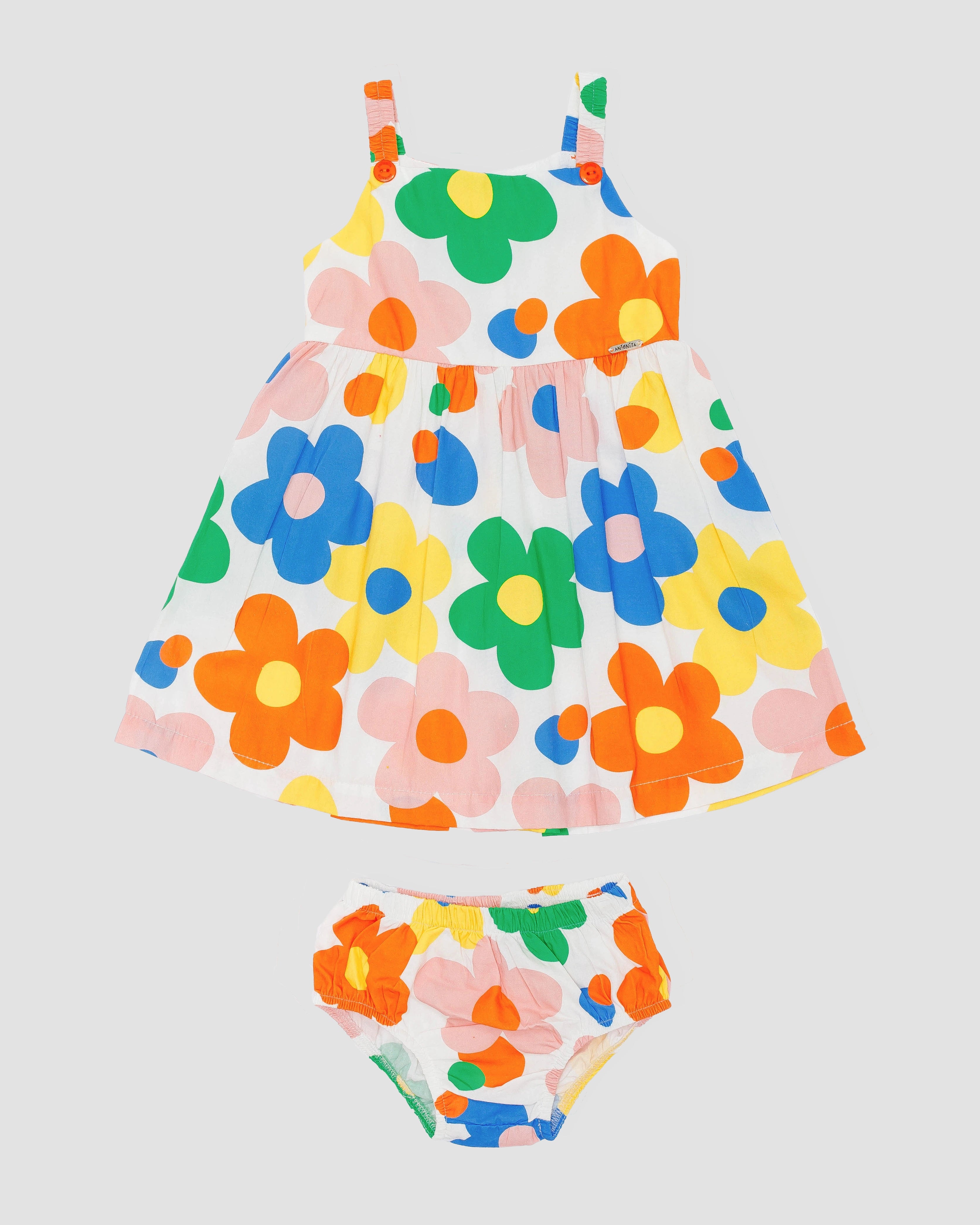 Vestido com estampa de flores coloridas infantil feminino Antonita para meninas de 2 a 10 anos