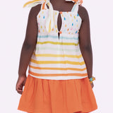 Conjunto com blusa de alças e estampa de gotas coloridas infantil feminino Antonita para meninas de 2 a 10 anos