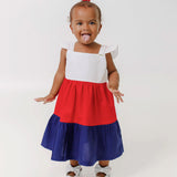 Vestido com estampa navy tricolor infantil feminino Antonita para meninas de 2 a 10 anos