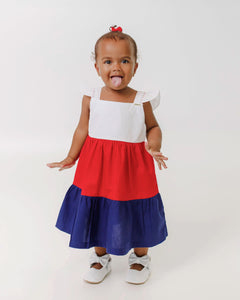 Vestido com estampa navy tricolor infantil feminino Antonita para meninas de 2 a 10 anos
