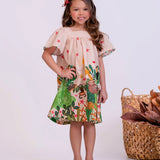 Vestido curto com estampa Amazonia infantil feminino Antonita para meninas