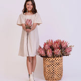 Vestido rosa com acabamento em renda infantil feminino Antonita para meninas 