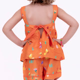 Conjunto Dia de Verão com estampa de árvores e flores infantil feminino Antonita para meninas de 2 a 10 anos