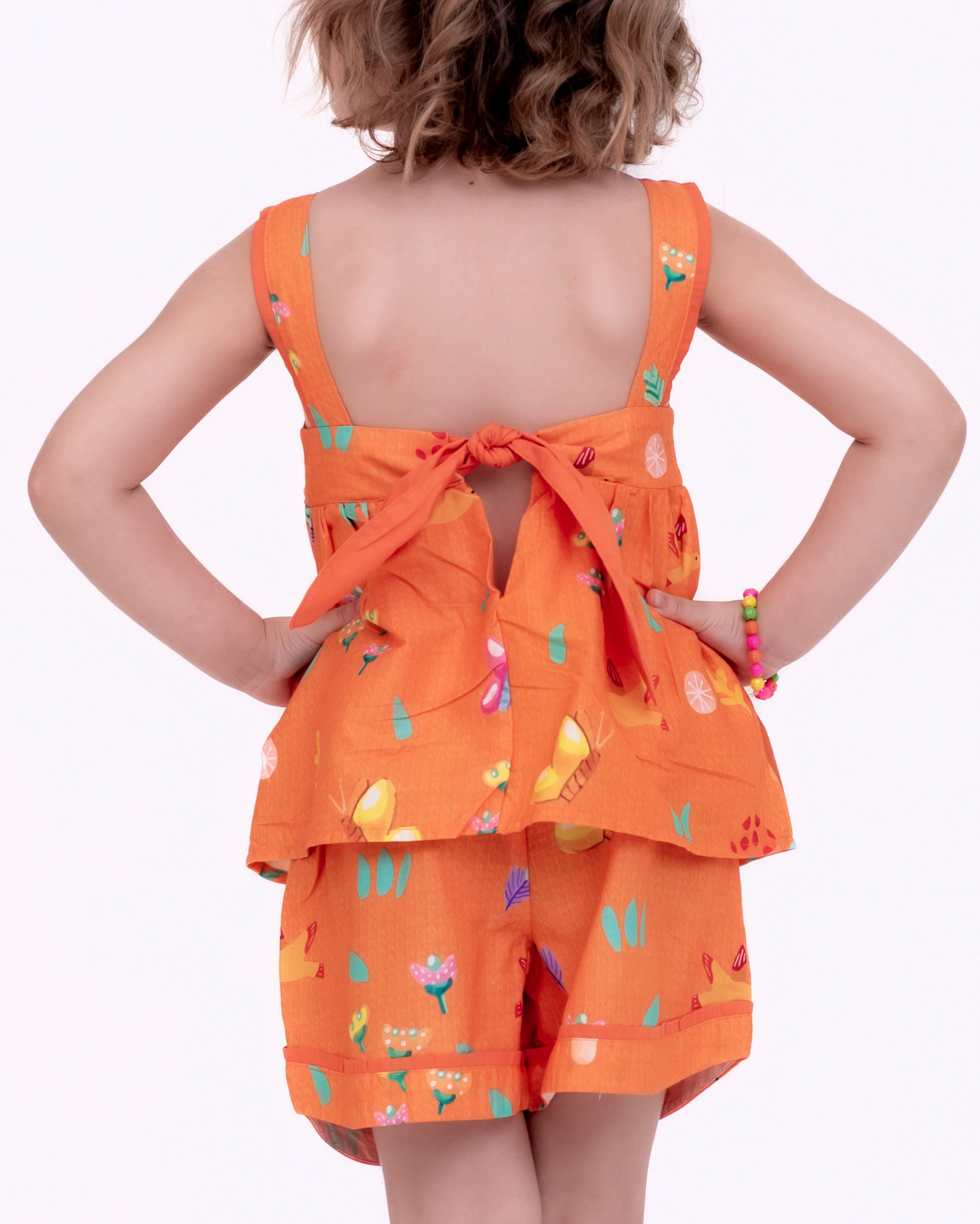 Conjunto Dia de Verão com estampa de árvores e flores infantil feminino Antonita para meninas de 2 a 10 anos