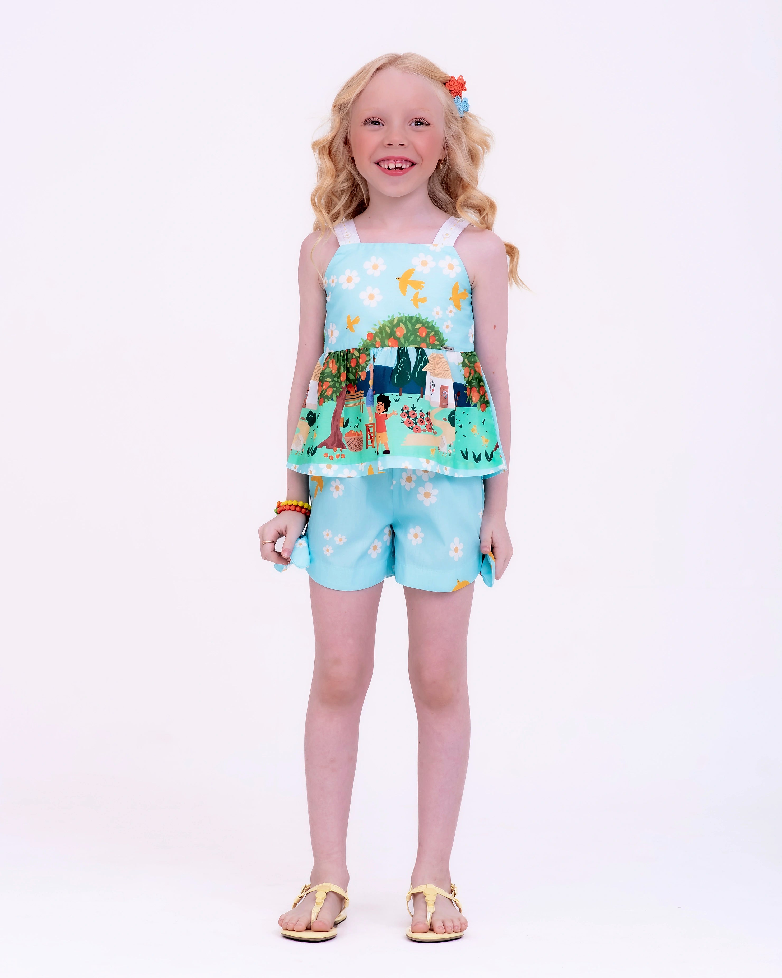 Conjunto com estampa Dia Perfeito infantil feminino Antonita para meninas de 2 a 10 anos