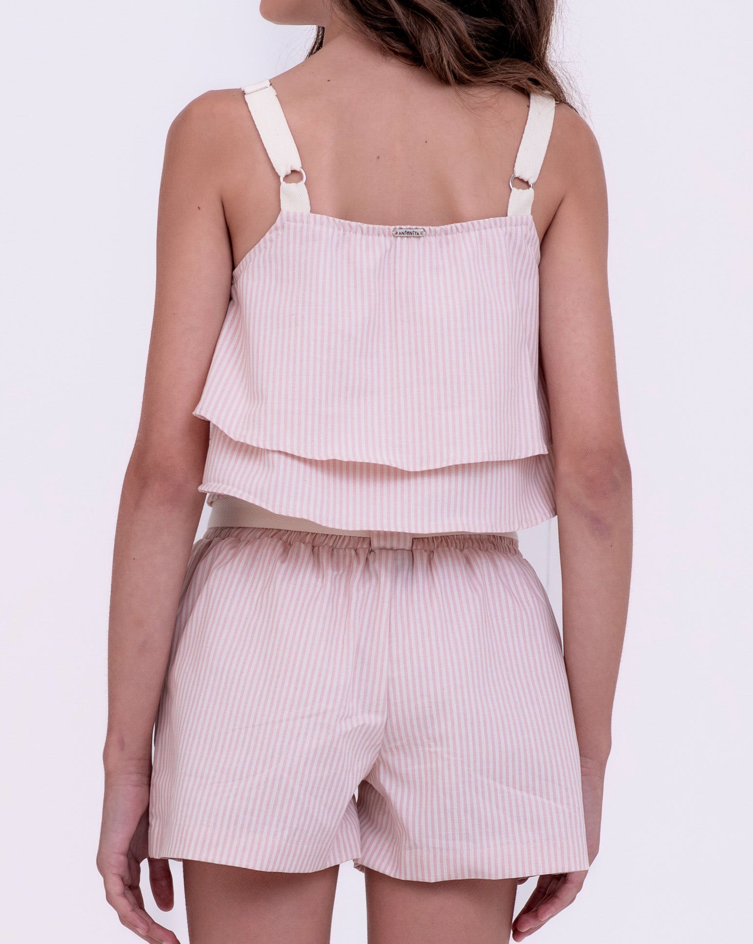 Conjunto curto com estampa Stripe infantil feminino Antonita para meninas de 10 a 16 anos.
