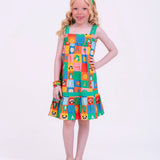 Vestido de alça com estampa Caça-Palavras infantil feminino Antonita para meninas de 2 a 10 anos