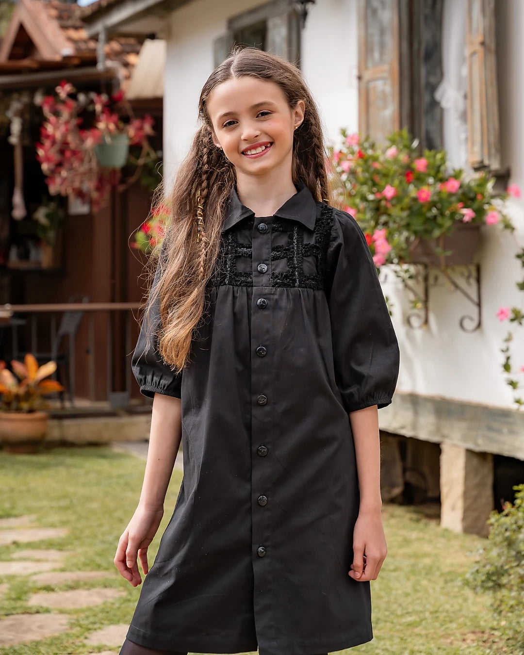 Vestido com detalhes texturizados infantil feminino Antonita para meninas 
