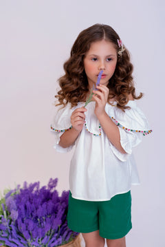 Short com detalhes charmosos infantil feminino Antonita para meninas 