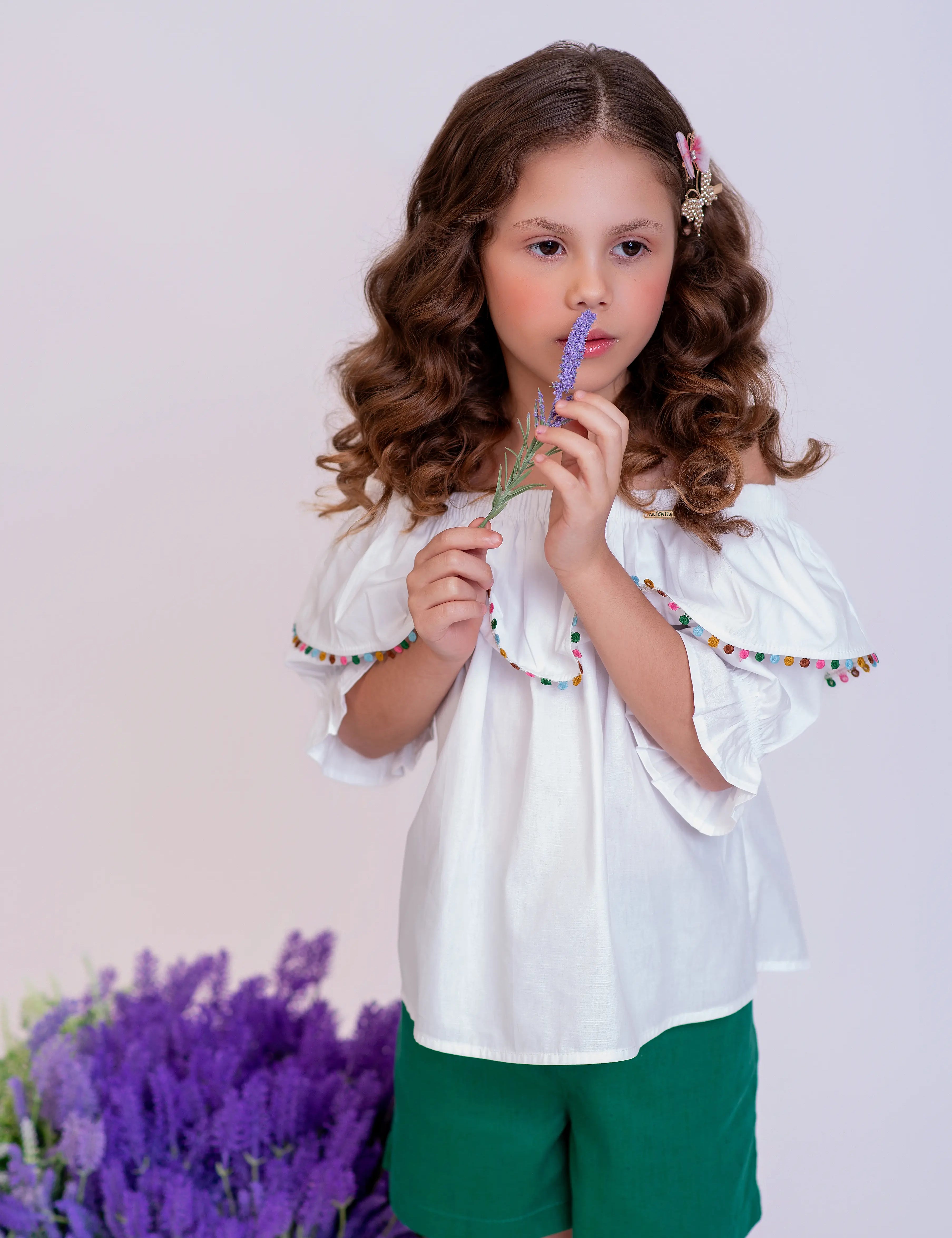 Short com detalhes charmosos infantil feminino Antonita para meninas 