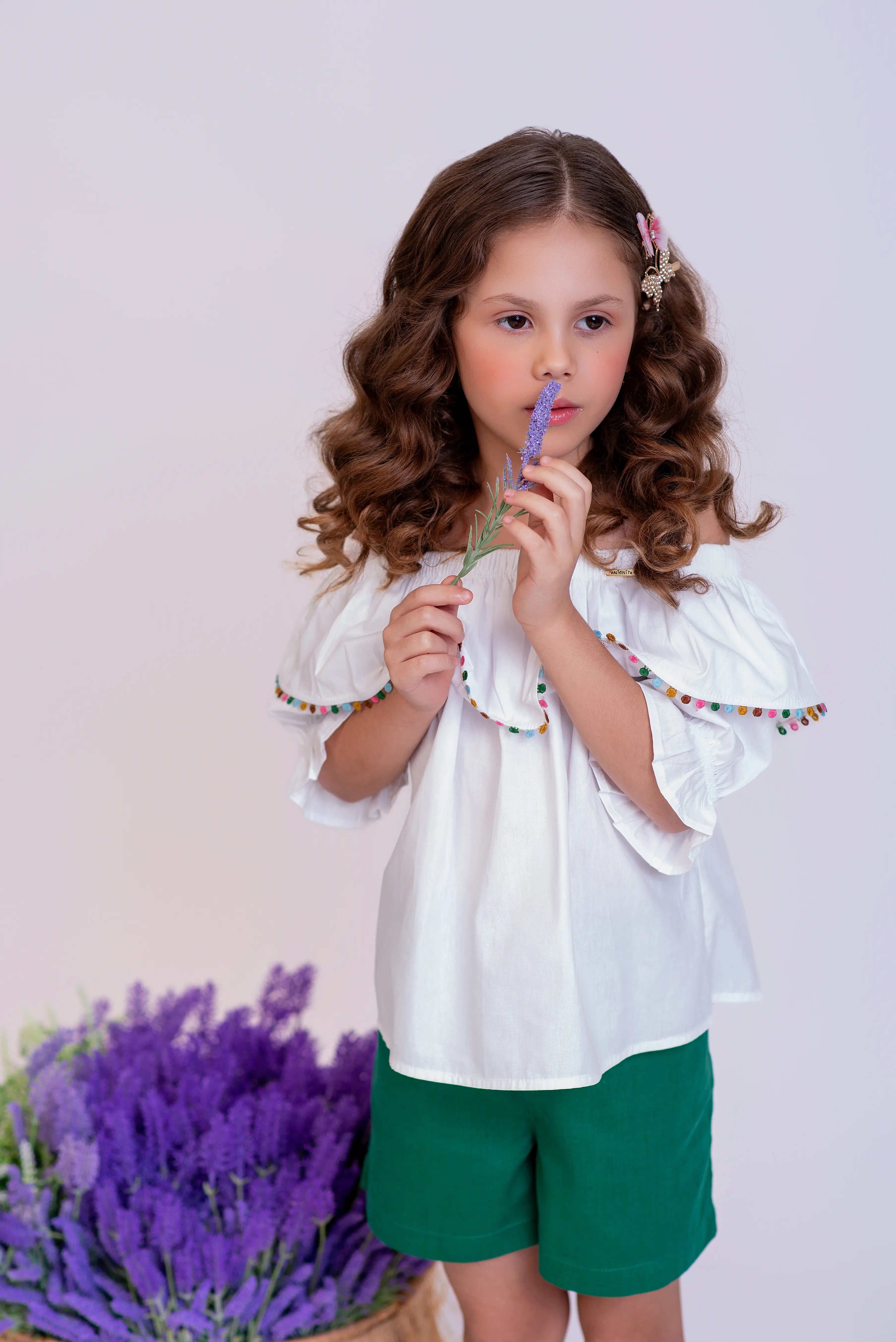 Short com detalhes charmosos infantil feminino Antonita para meninas 