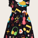 Vestido curto com estampa Musica infantil feminino Antonita para meninas
