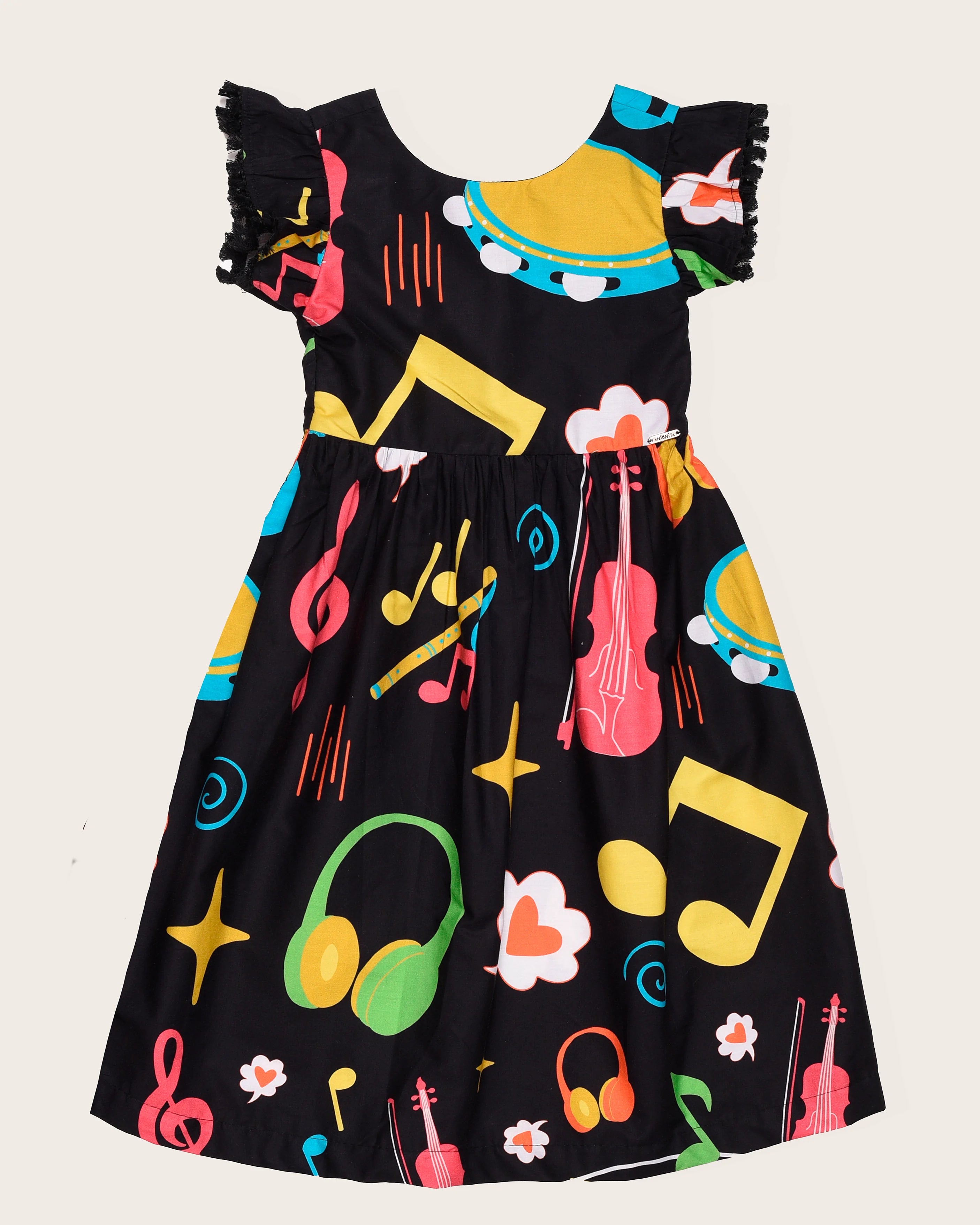 Vestido curto com estampa Musica infantil feminino Antonita para meninas