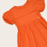 Vestido laranja com mangas bufantes infantil feminino Antonita para meninas 