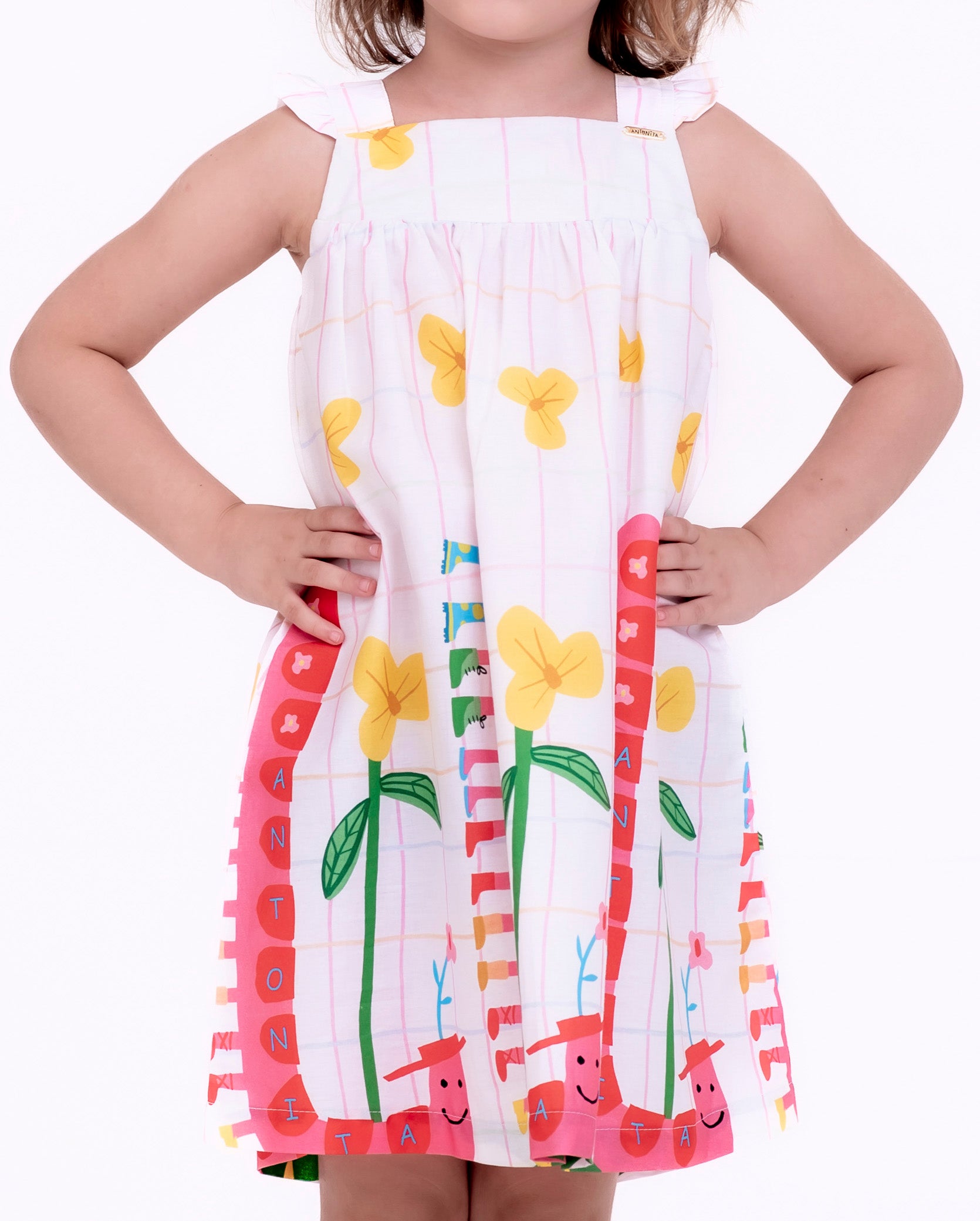 Vestido com estampa Centopeia infantil feminino Antonita para meninas de 2 a 10 anos