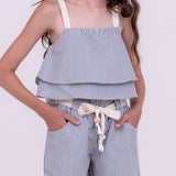Conjunto curto com estampa Stripe infantil feminino Antonita para meninas de 10 a 16 anos.