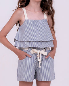 Conjunto curto com estampa Stripe infantil feminino Antonita para meninas de 10 a 16 anos.