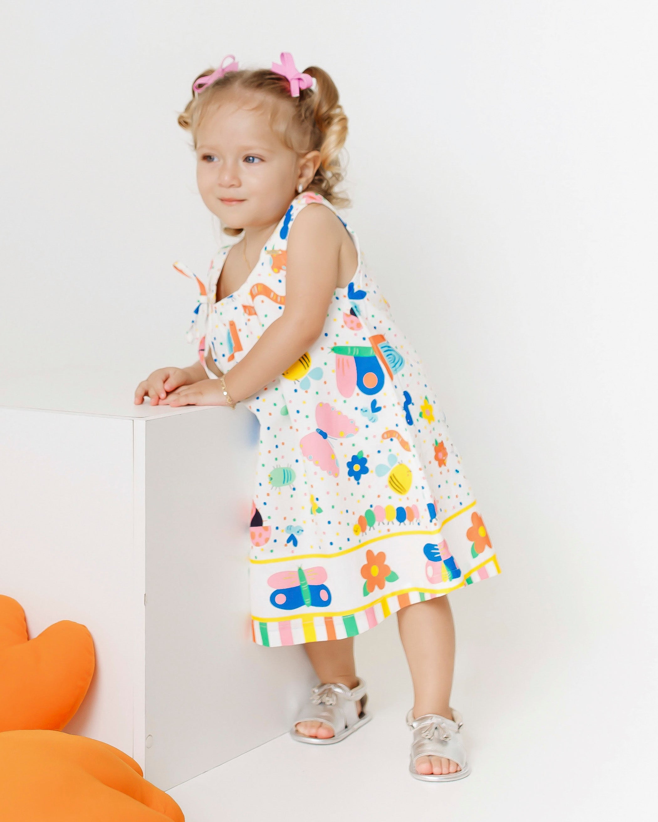 Vestido curto com estampa Meta Color infantil feminino Antonita para meninas de 2 a 10 anos