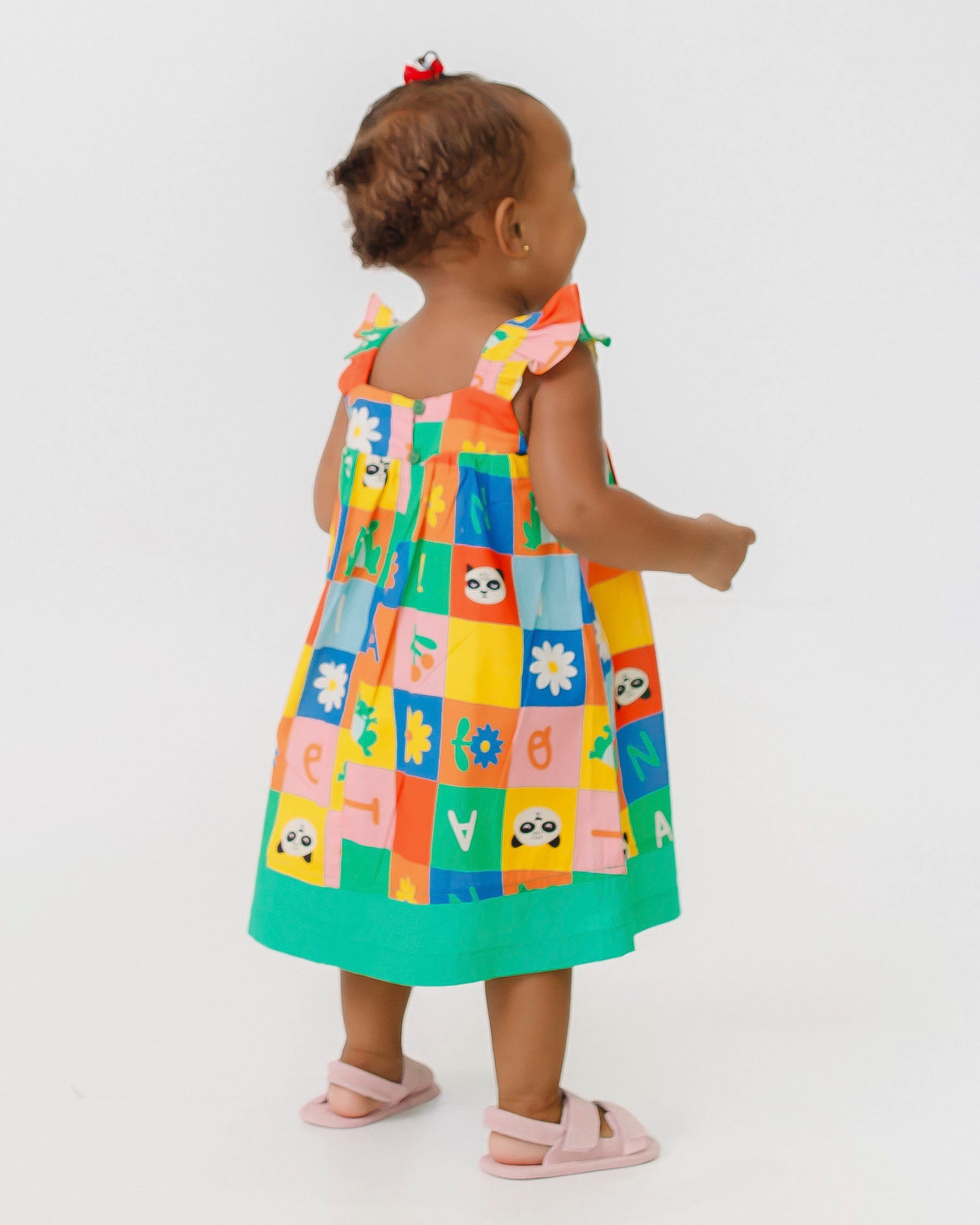 Vestido com estampa Caça-Palavras infantil feminino Antonita para meninas de 2 a 10 anos