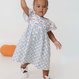 Vestido com estampa Vichy Cherry infantil feminino Antonita para meninas de 2 a 10 anos