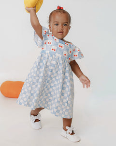 Vestido com estampa Vichy Cherry infantil feminino Antonita para meninas de 2 a 10 anos