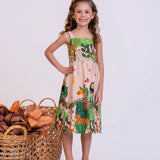Vestido curto com estampa Amazonia infantil feminino Antonita para meninas