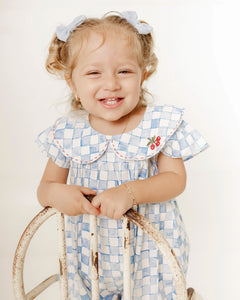 Romper com estampa Vichy Cherry infantil feminino Antonita para meninas de 2 a 10 anos