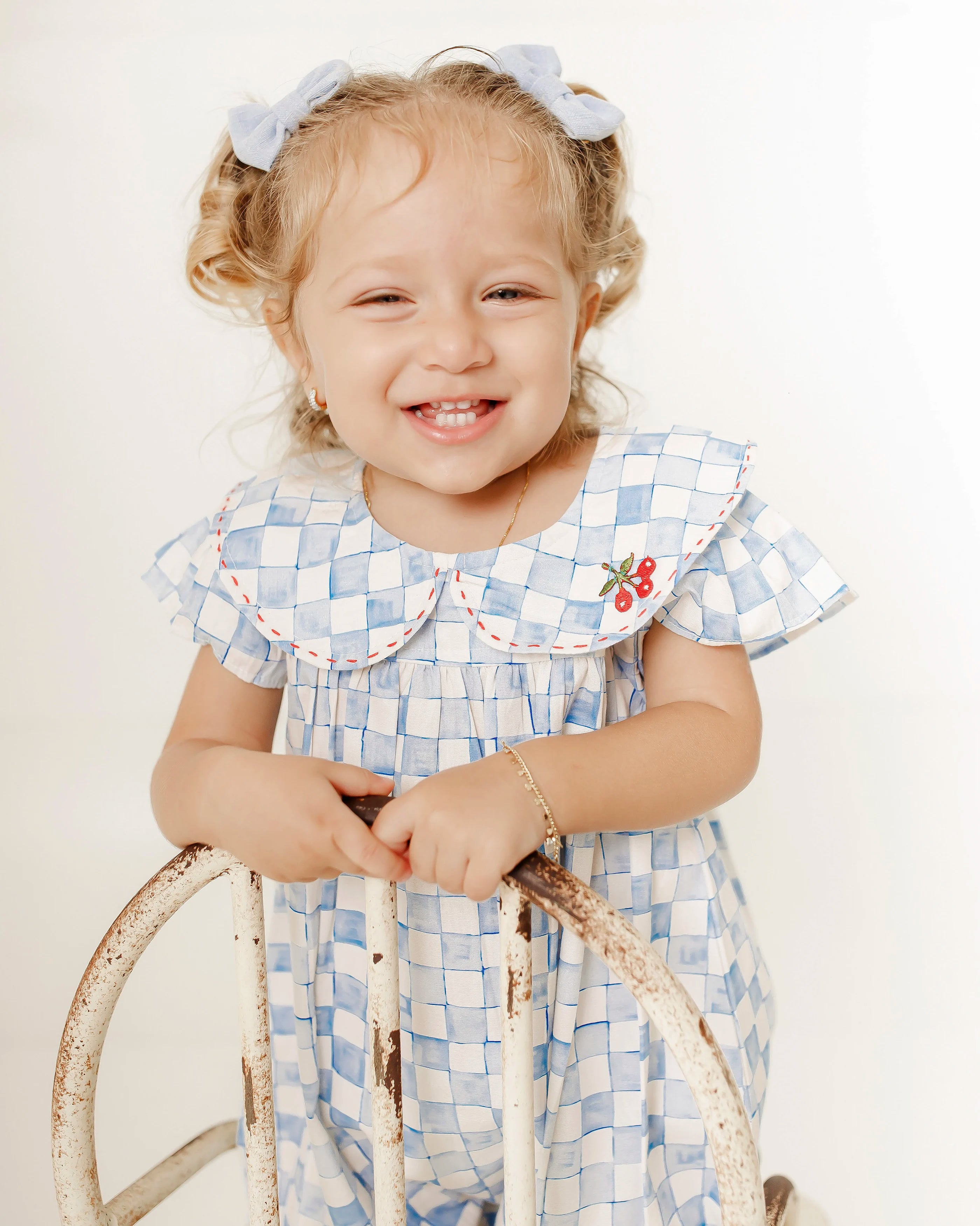 Romper com estampa Vichy Cherry infantil feminino Antonita para meninas de 2 a 10 anos