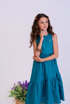 Vestido longo com caimento fluido infantil feminino Antonita para meninas de 4 a 12 anos