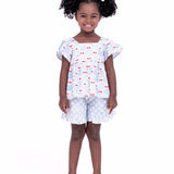 Conjunto com blusa e shortinho estampado Vichy Cherry infantil feminino Antonita para meninas de 4 a 16 anos