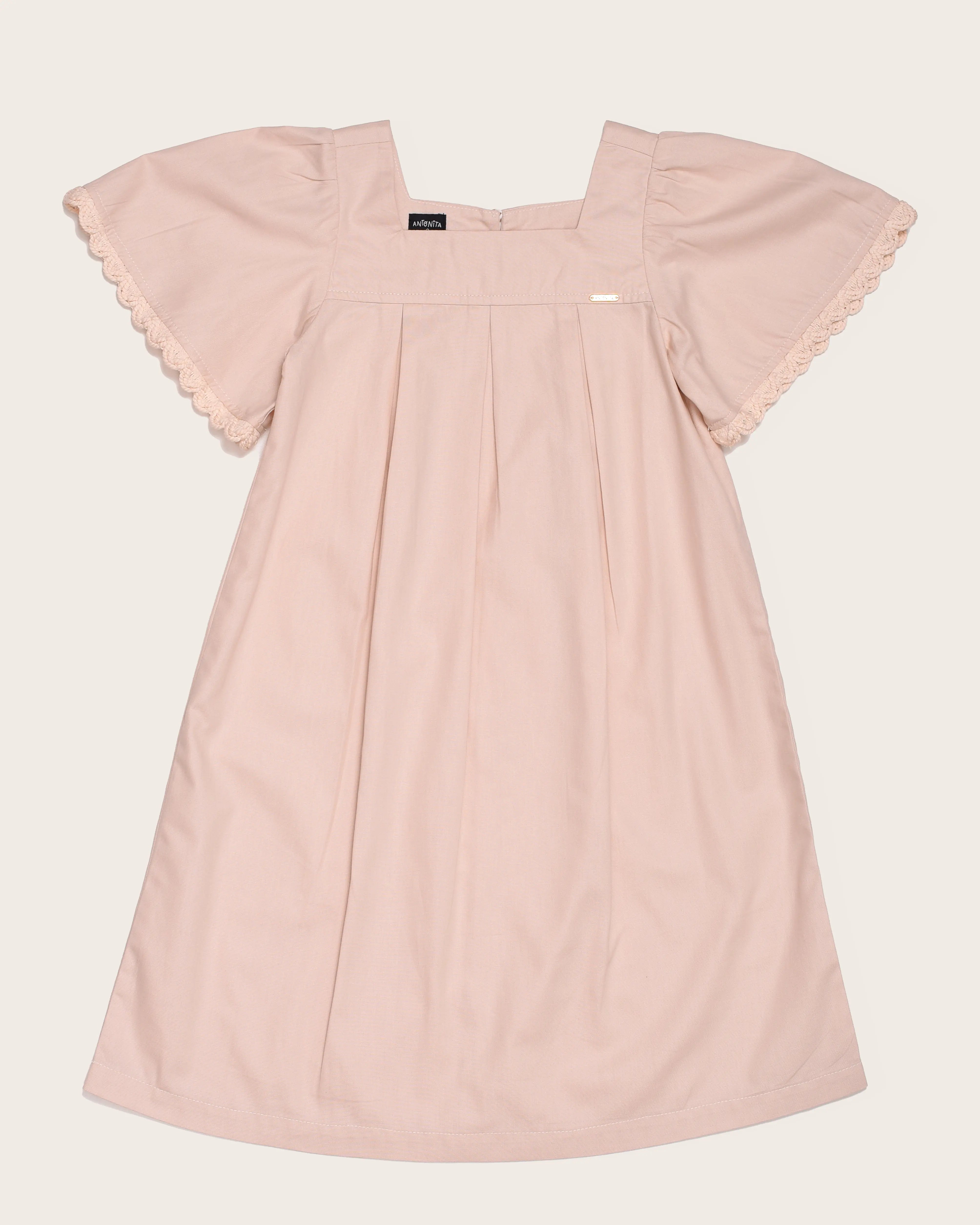 Vestido rosa com acabamento em renda infantil feminino Antonita para meninas 