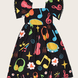 Vestido midi com estampa Musica infantil feminino Antonita para meninas 