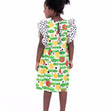 Vestido com estampa de frutas e folhas infantil feminino Antonita para meninas de 2 a 10 anos