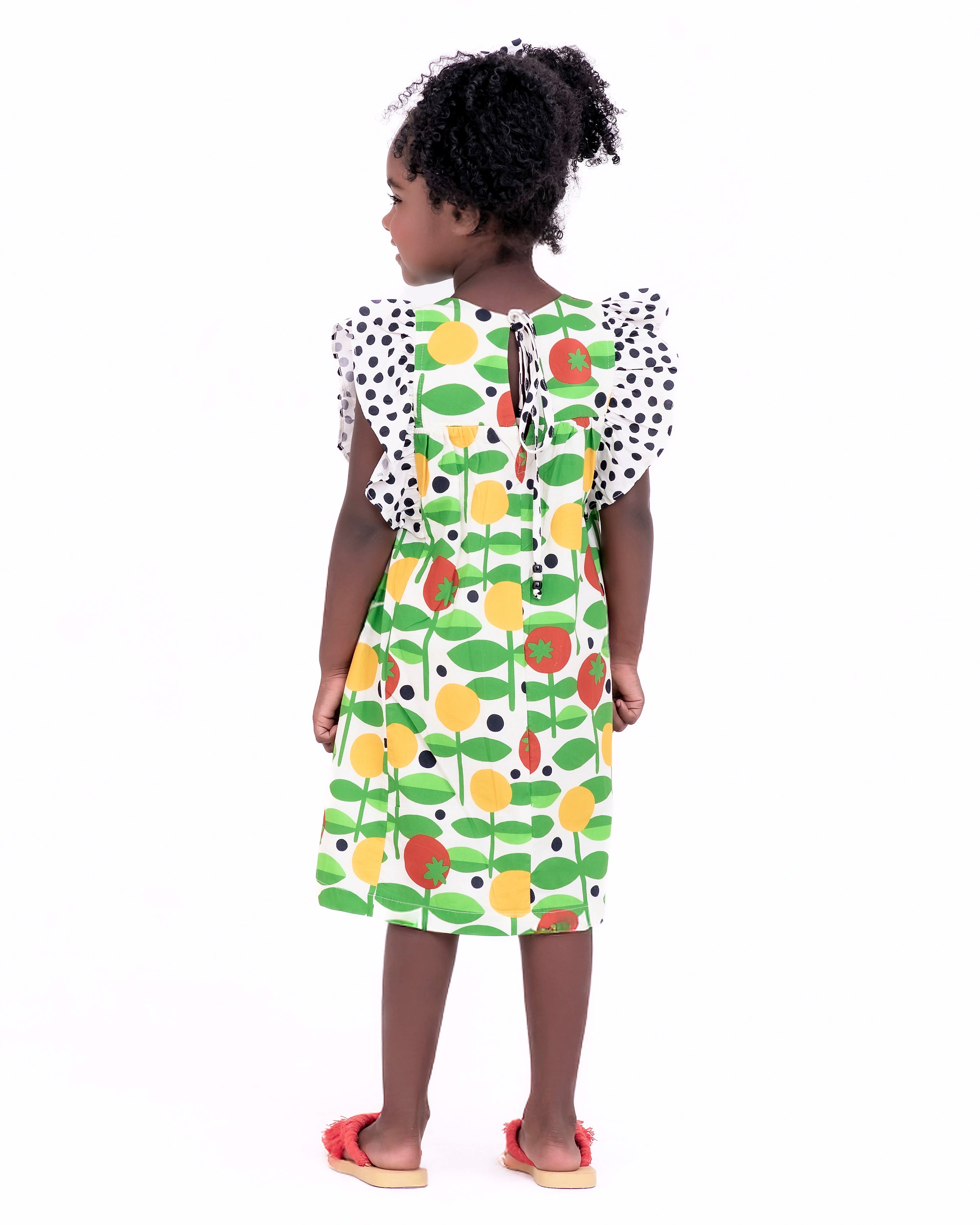 Vestido com estampa de frutas e folhas infantil feminino Antonita para meninas de 2 a 10 anos
