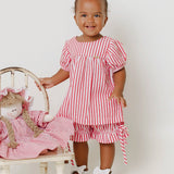 Conjunto com blusa de manga curta e shorts listrados infantil feminino Antonita para meninas de 2 a 10 anos