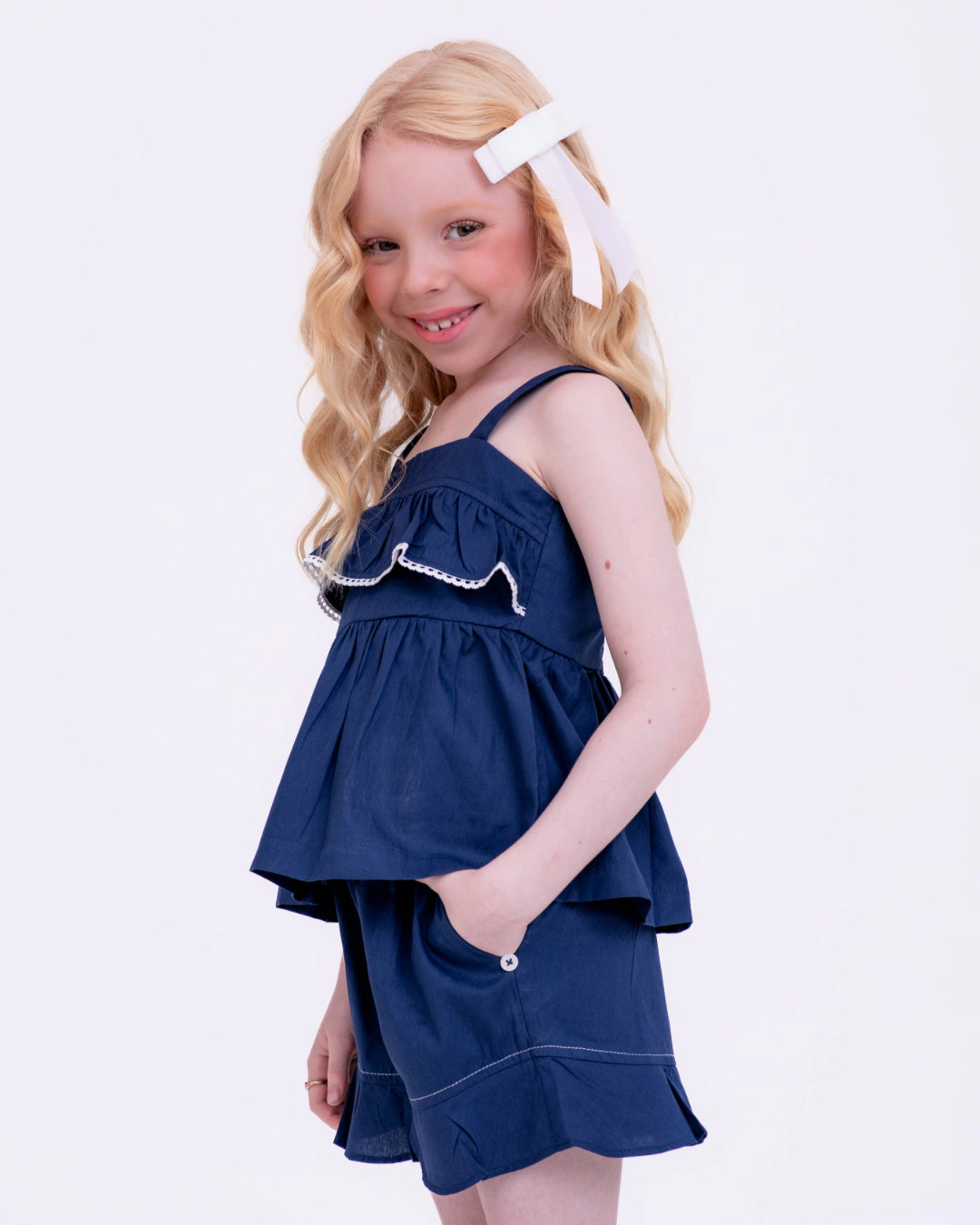 Conjunto com estampa Navegando infantil feminino Antonita para meninas de 4 a 16 anos